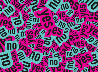 yes noの文字を散りばめた背景