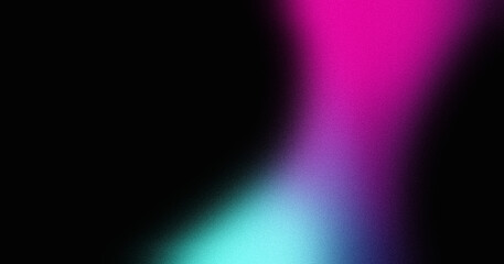 Dark purple blue grainy gradient on black background, copy space, noise texture effect, wide banner size