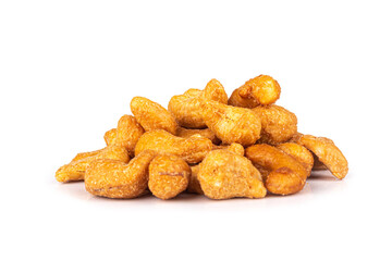 cashew nuts isolated on white background pile