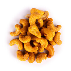 cashew nuts isolated on white background pile