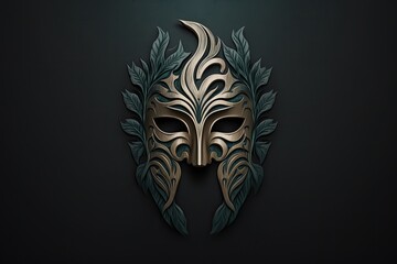 Isolated mask icon on a dark backdrop. Generative AI