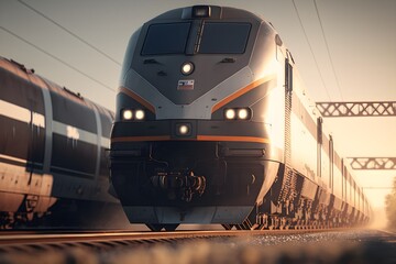 Fototapeta na wymiar A fast train made with generative AI