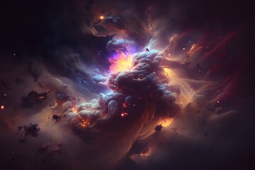Fototapeta na wymiar A colorful nebula made with generative AI