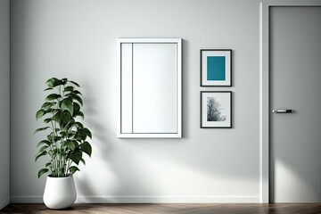 Wall mounted picture frame with a minimalist internal design. Generative AI