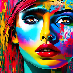 Portrait of a woman with painted face