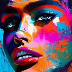 Portrait of a woman with painted face