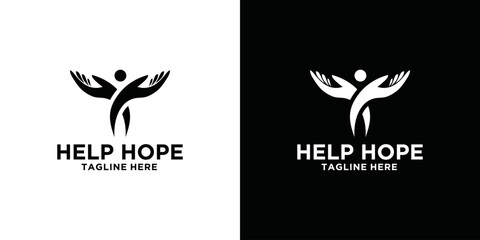 help hope design template with hand and life person icon
