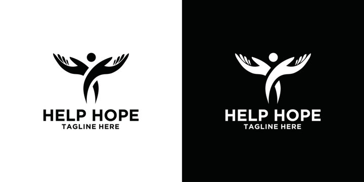 help hope design template with hand and life person icon