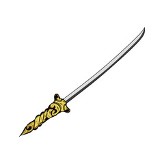 set of golden sword vector isolated on white background