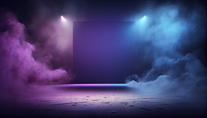 Fototapeta na wymiar The dark stage shows empty dark blue purple pink background Ai generated image