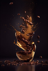 Gr&atilde;os de Caf&eacute; Background Textura Comercial IA Generativa