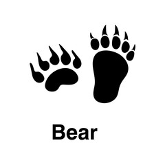 Bear foot print vector icon illustration, animal paw print isolated on white background.eps