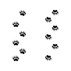 Bear foot print, animal paw print isolated on white background.eps