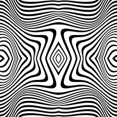 Abstract wavy psychedelic stripes. Optical illusion. Vector. Line art pattern. Trendy design element for posters, social media, logo, frames, broshure, promotion, flyer, covers, banners