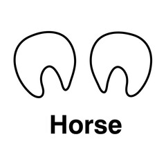 Horse paw illustration, animal paw print isolated on white background