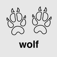 Wolf liner Paw Print flat vector illustration..eps
