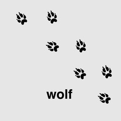  Wolf paw print, vector foot print of animal..eps