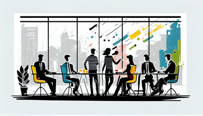 Vector illustration of lively business meeting Ai generated image