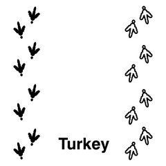 Turkey paw print, vector icon illustration, animal paw print isolated on white background.eps