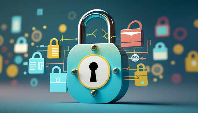 "Locked and Secure: Protecting Your Digital Assets" - A stock photo that showcases the importance of cybersecurity through the use of a lock as a symbol of protection for digital assets. 