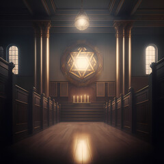 Synagogue Illustration. Generative AI - obrazy, fototapety, plakaty