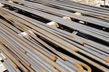 Rebar organised at the construction site