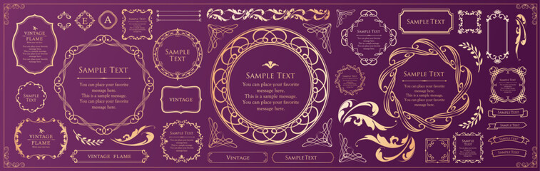 高級感のあるフレームデザイン。装飾デザインコレクション。