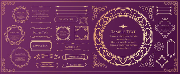 高級感のあるフレームデザイン。装飾デザインコレクション。