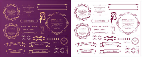 高級感のあるフレームデザイン。装飾デザインコレクション。