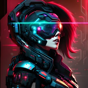 Mujer  soldado con traje de ciencia ficicon