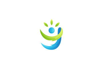 Letter y healthy people logo with natural gradient color