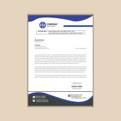 Modern corporate business letterhead simple and clean a4 size with bleed vector design