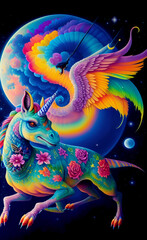 Obraz premium Unicorn created with Generative Al technology