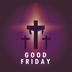 Fototapeta premium simple good friday greeting with light behind cross