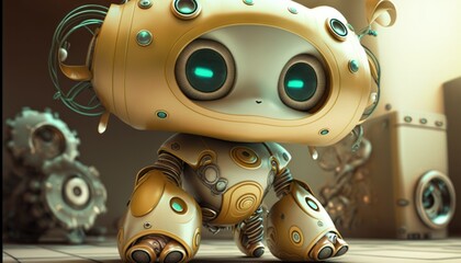 Fototapeta na wymiar Chat GPT Cute Robot Mascot Character