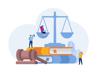 law firm and legal services concept, lawyer consultant, justice, judgment, flat illustration vector banner template website