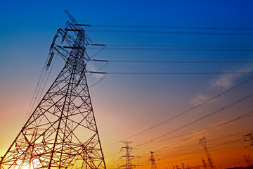 Fototapeta premium High voltage electric tower line