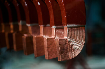 Copper bus elements of stator winding of electric motor