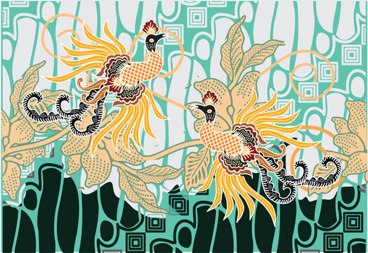 Indonesian batik motifs with very distinctive plant and bird patterns