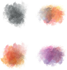 Abstract watercolor shapes on white background. Color splashing hand drawn vector painting