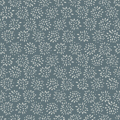 White Pompoms on Blue Background Seamless Vector Repeat Pattern