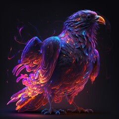 Obraz premium Rainbow Neon Phoenix Bird