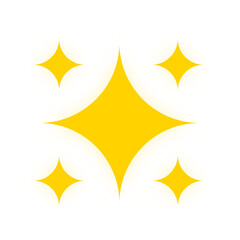 sparkle icon yellow light element, Sparkling stars ornament yellow light design transparant background