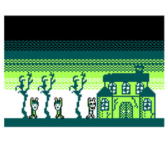 ドット絵レトロチープなゲーム機　ホラーハウス