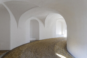 Interior view on spiral ramp at The Round Tower.
