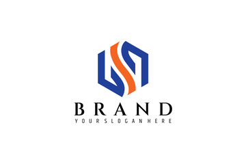 BSB letter logo design with hexagonal shape in flat design