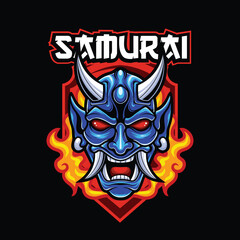 Vector samurai mascot logo template for esport and sport logo team