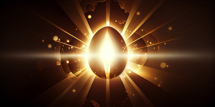 The Easter egg emits a bright glow in the form of a cross. Generative AI