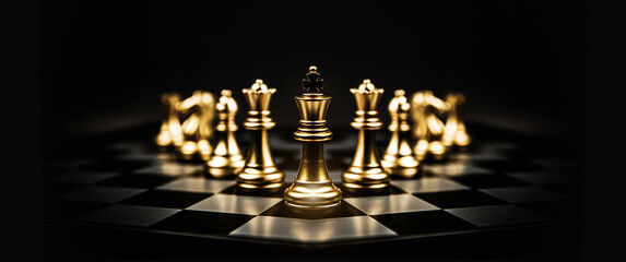 King chess pieces stand first of team concepts of leadership or wining to challenge or battle...