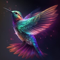 Obraz premium Majestic Rainbow Bird Soaring Through Space